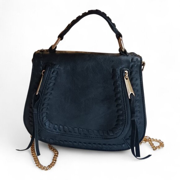 Urban Expressions Khloe Vegan Leather Saddlebag Crossbody – Whipstitch Detail - Picture 6 of 16